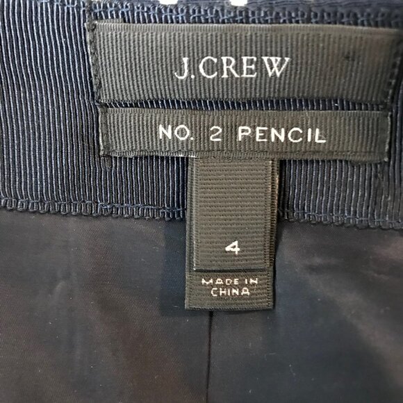 J Crew Navy Blue With White Polka Dots No 2 Pencil Skirt Size 4 - Picture 6 of 7